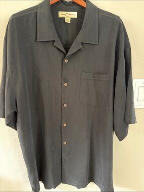 Tommy Bahama Men's Dark Gray Short Sleeve Camp Shirt
